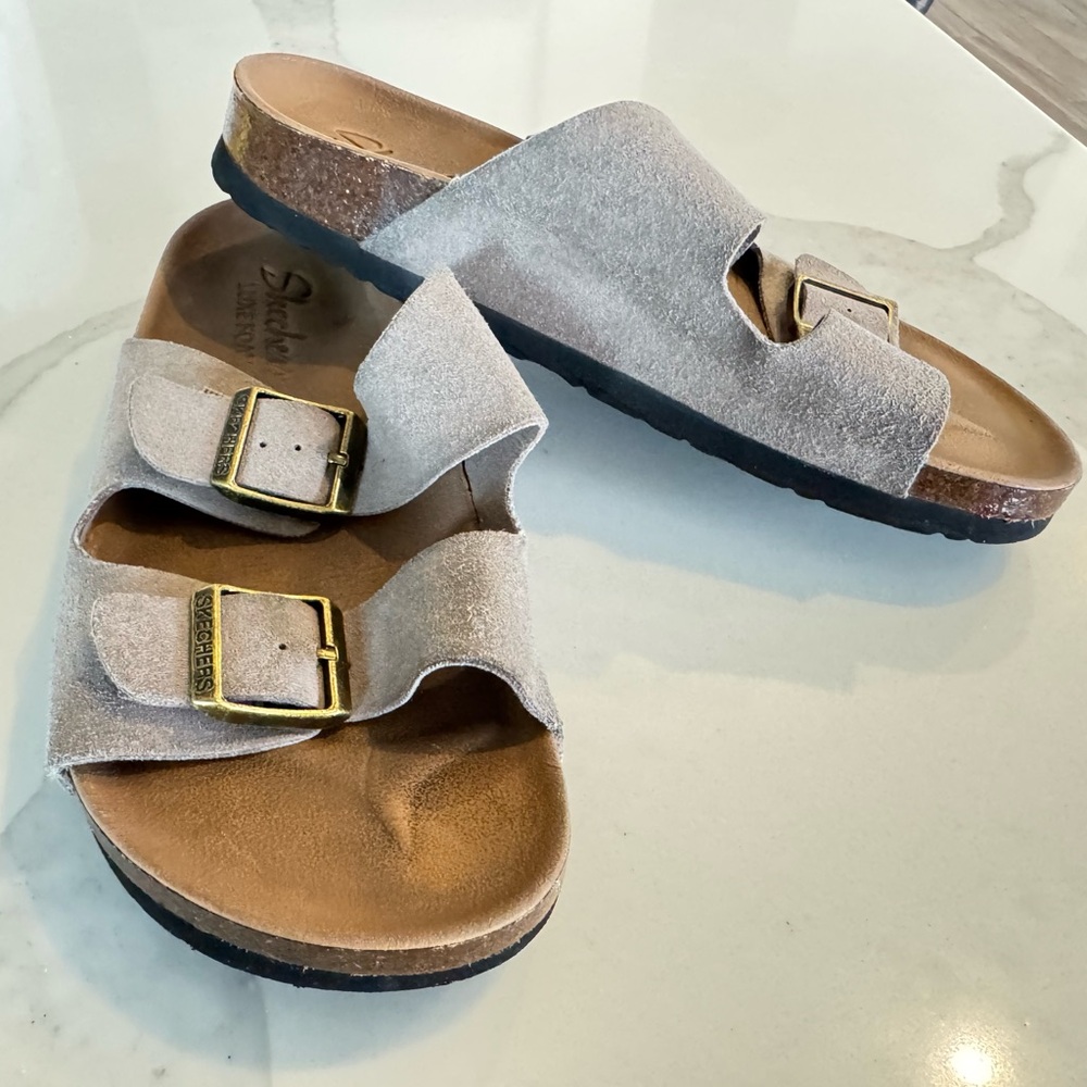 Skechers Granola Luxe Foam Dual Strap Slide Sandals. Women’s size 6. Taupe - Picture 8 of 16